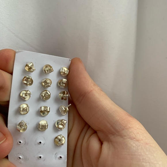 silver stud earrings boucles d'oreilles argent pierre semie precieuse - Picture 4 of 4